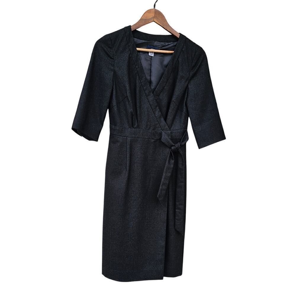 J.Crew Wool Wrap Dress Charcoal Gray Size 2